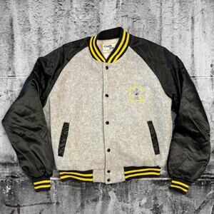Vintage 1990s Gold’s Gym Chalk Line Wool Varsity Bomber Jacket USA XL